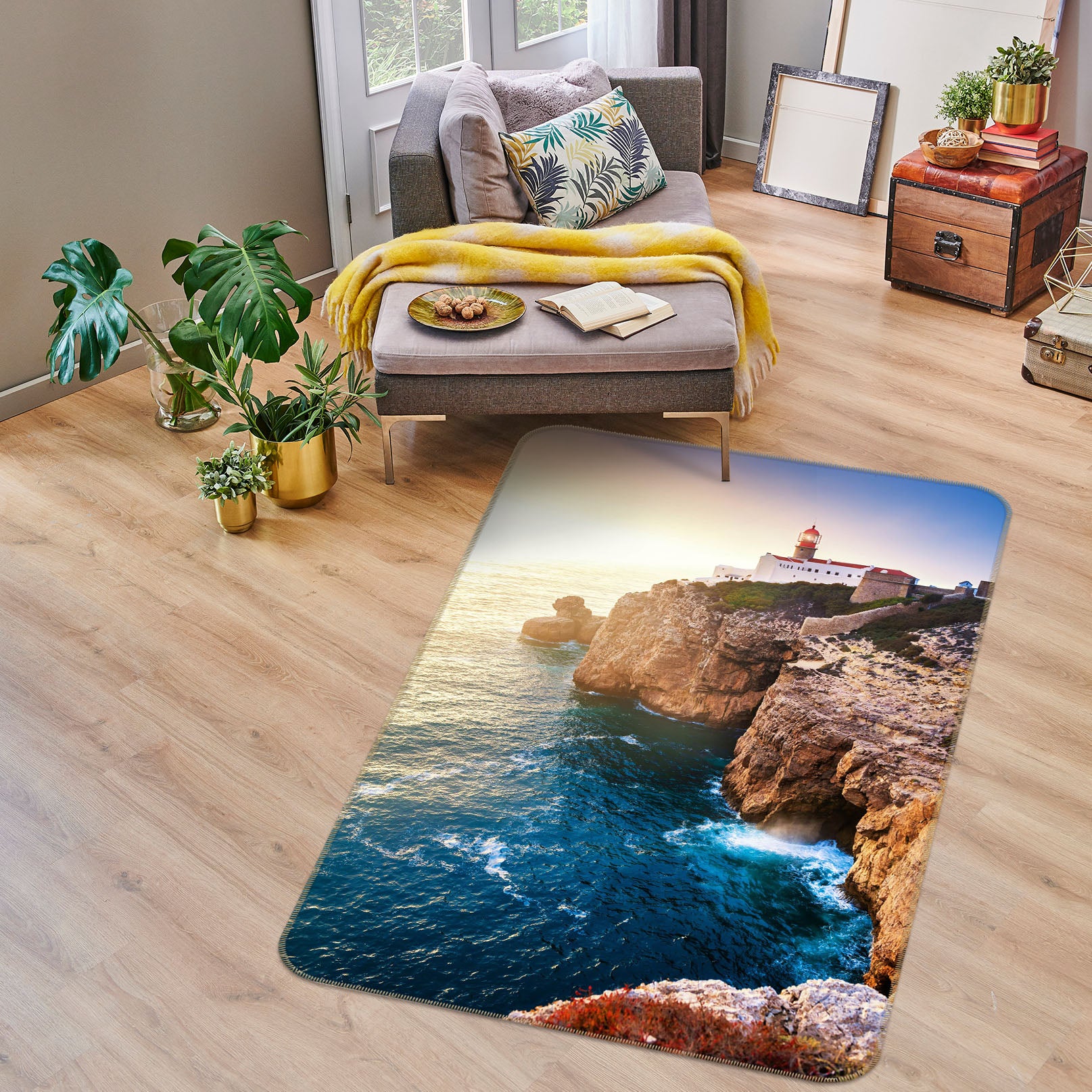 3D Seaside Cliff 26211 Non Slip Rug Mat