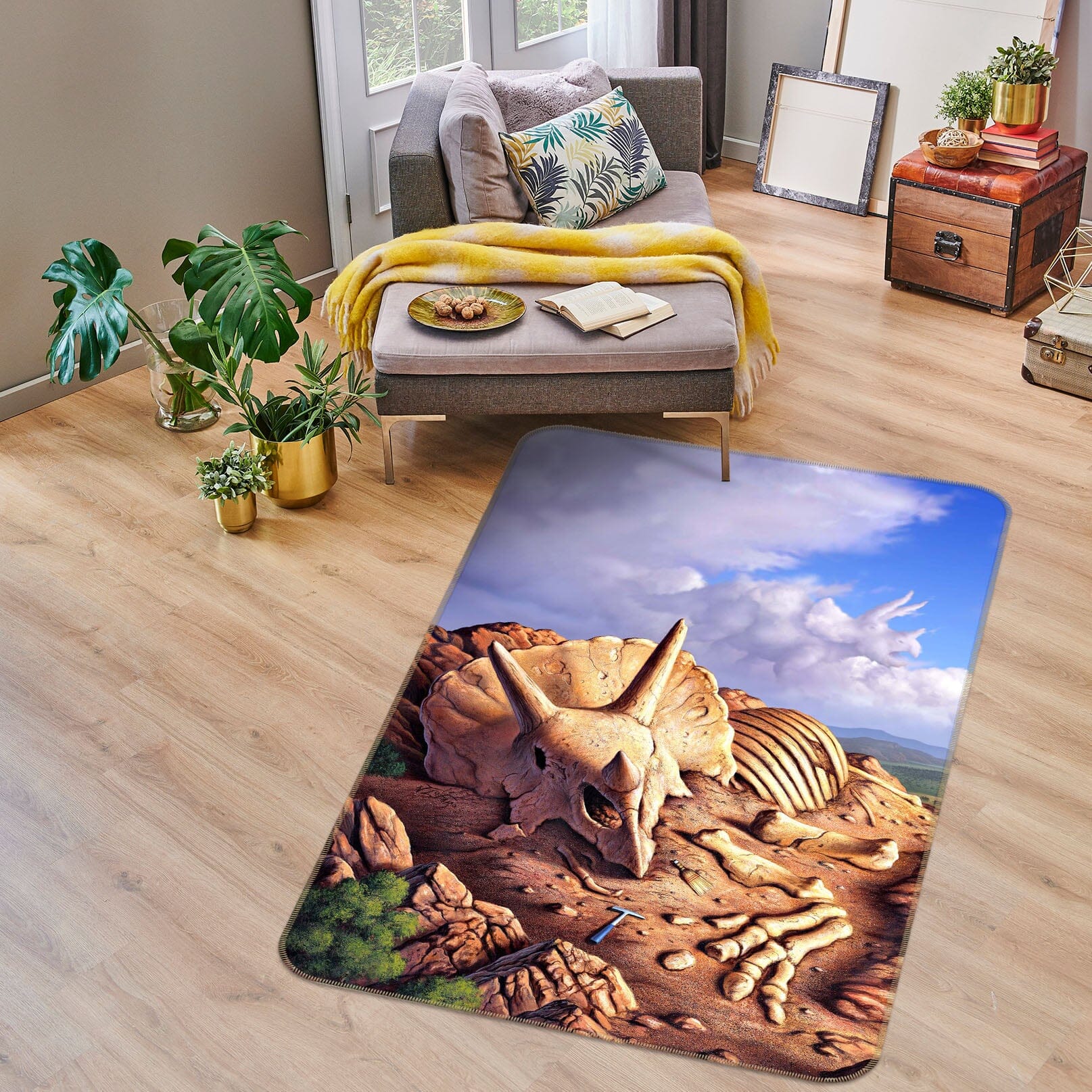 3D Dinosaur Fossil 1069 Jerry LoFaro Rug Non Slip Rug Mat Mat AJ Creativity Home