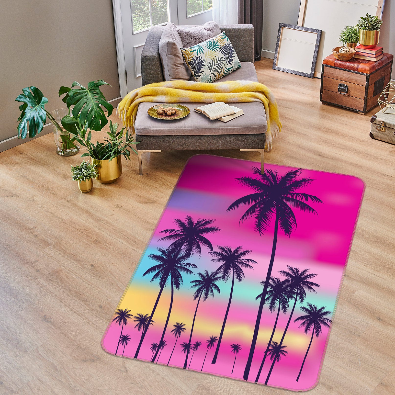 3D Coconut Tree 27067 Non Slip Rug Mat
