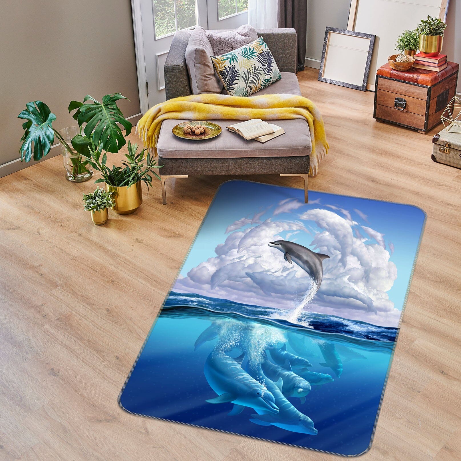 3D Dolphonic Symphony 1006 Jerry LoFaro Rug Non Slip Rug Mat Mat AJ Creativity Home