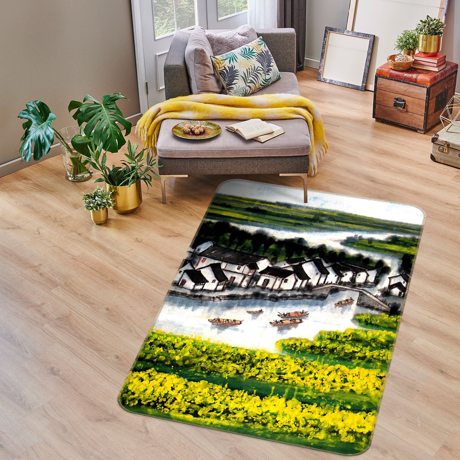 3D House Flowers 76184 Non Slip Rug Mat