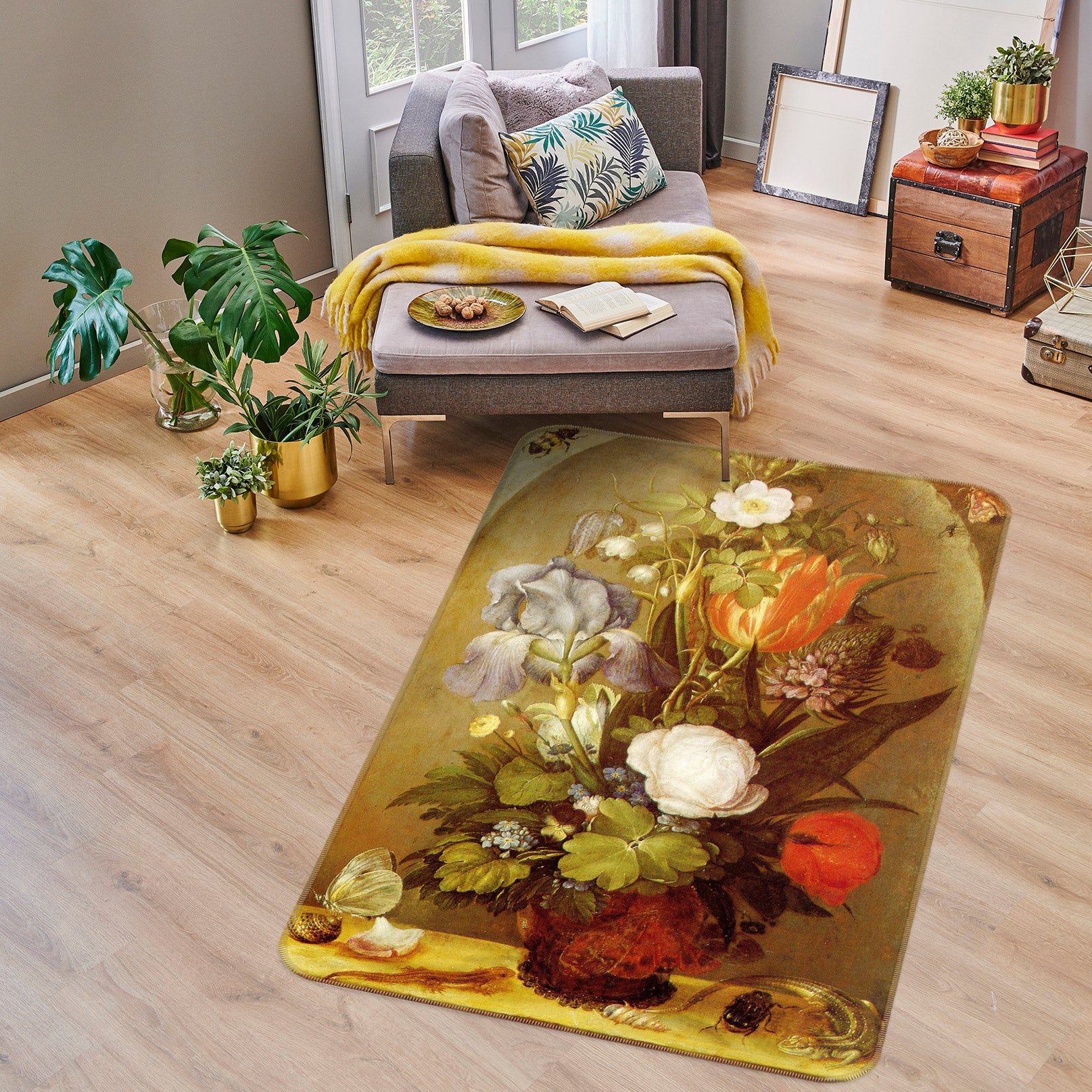 3D Vase Flowers 76212 Non Slip Rug Mat