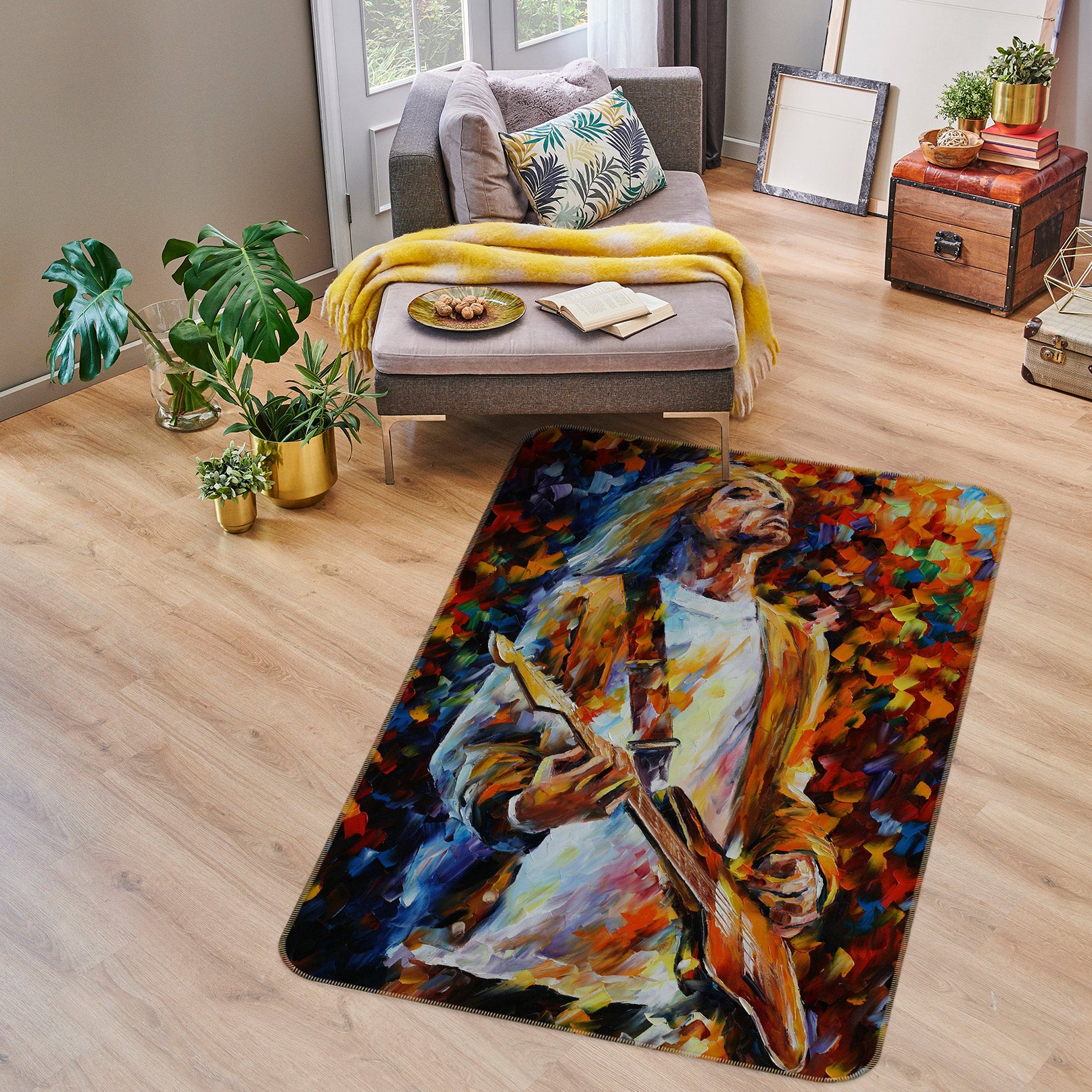 3D Playing Guitar 76204 Non Slip Rug Mat