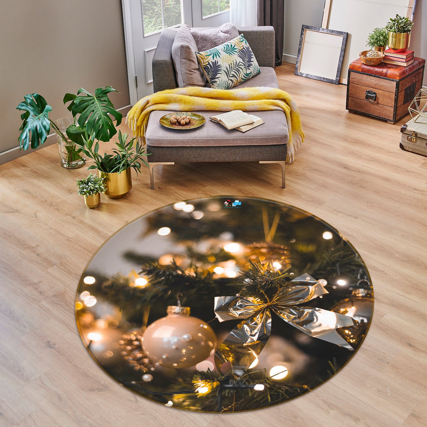 3D Ball Pendant 75111 Round Non Slip Rug Mat