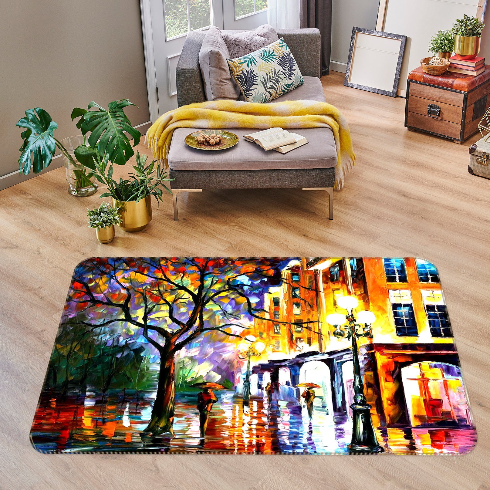 3D Street Tree Street Lamp 75296 Non Slip Rug Mat