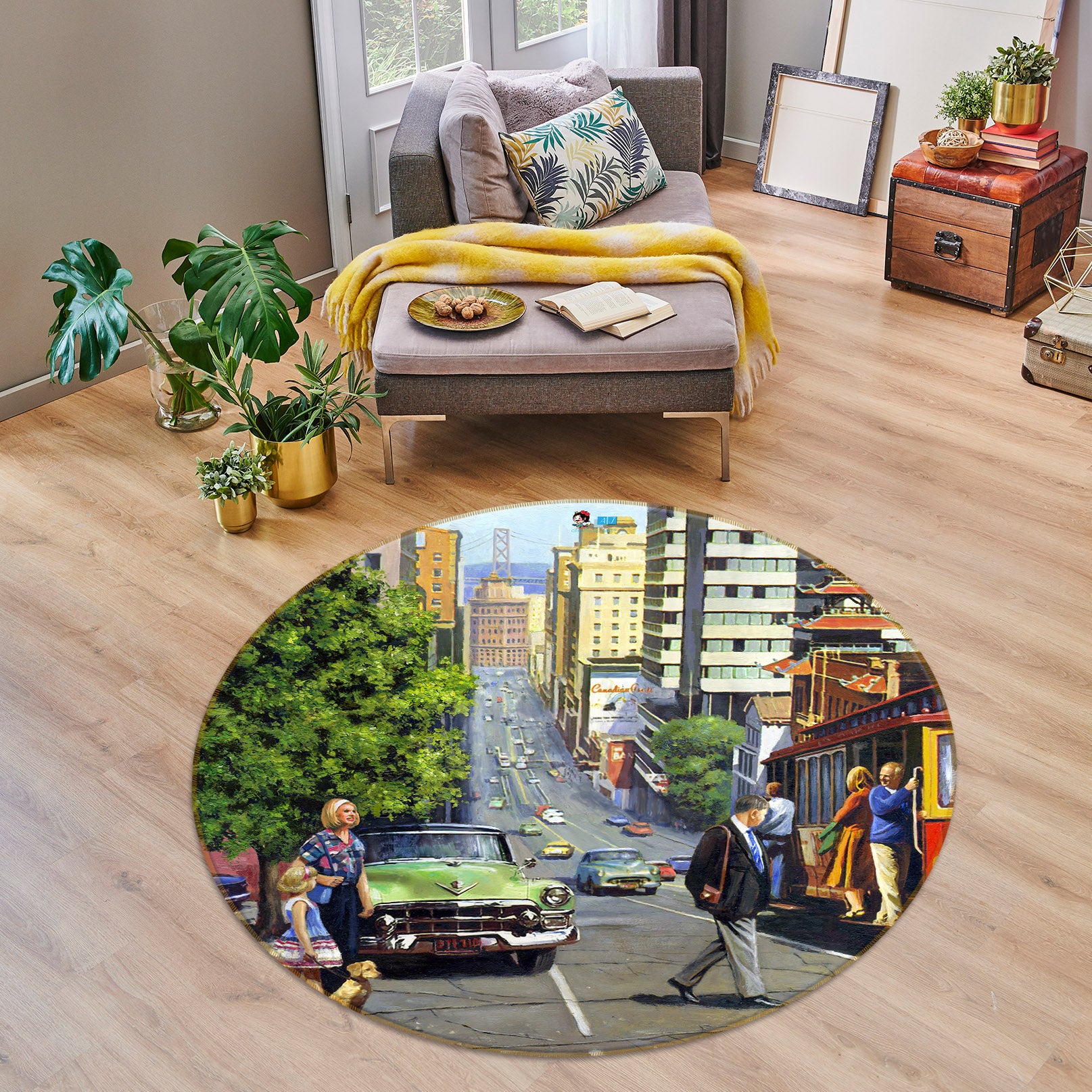 3D Street Car 060 Kevin Walsh Rug Round Non Slip Rug Mat