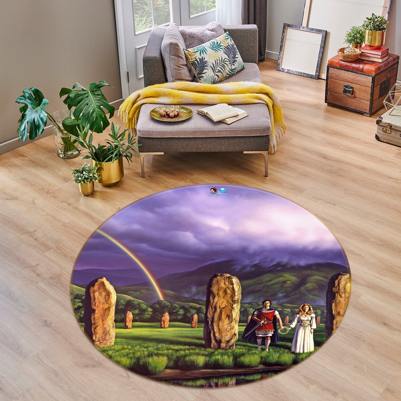 3D Stones Of Years 85151 Jerry LoFaro Rug Round Non Slip Rug Mat