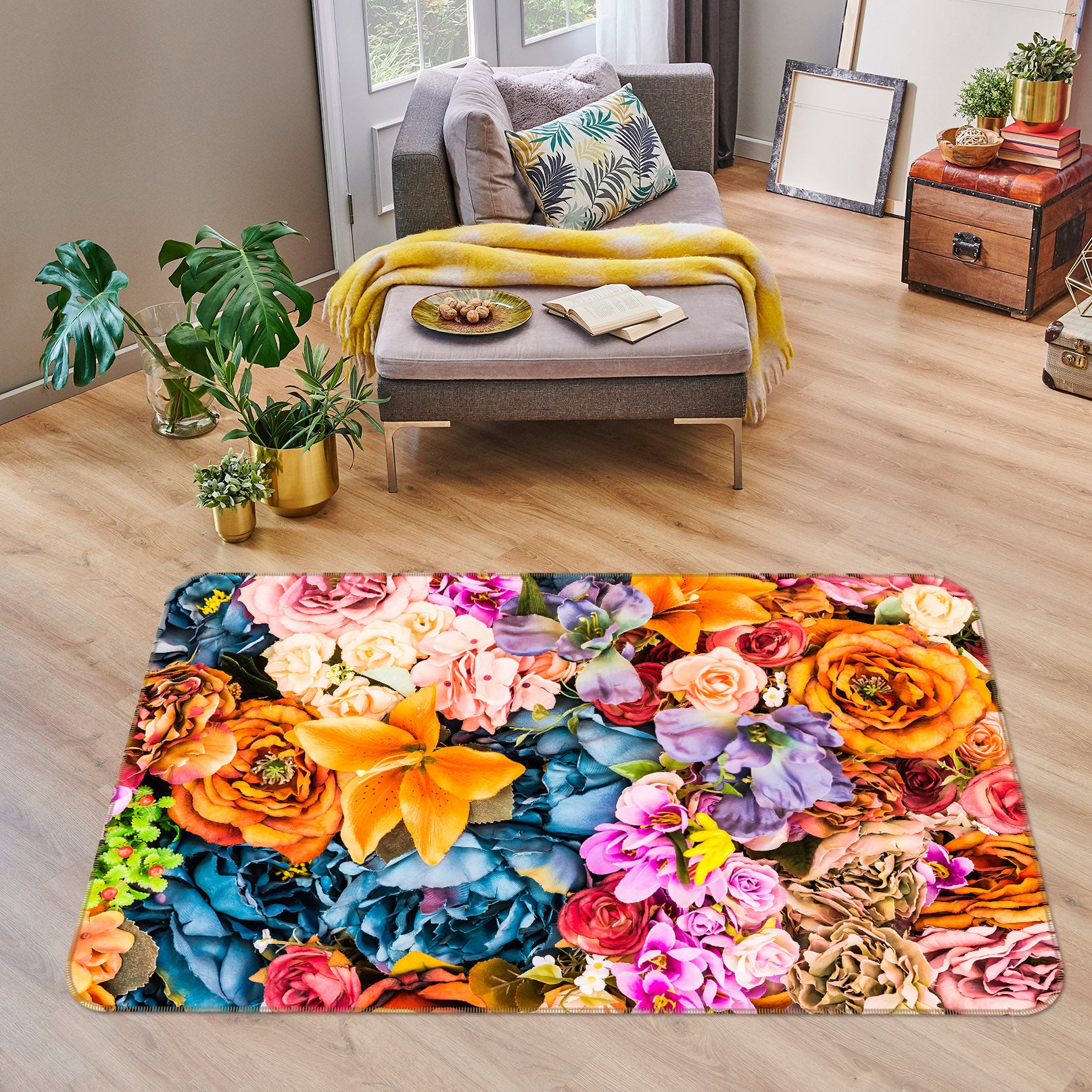 3D Flowers 25215 Non Slip Rug Mat