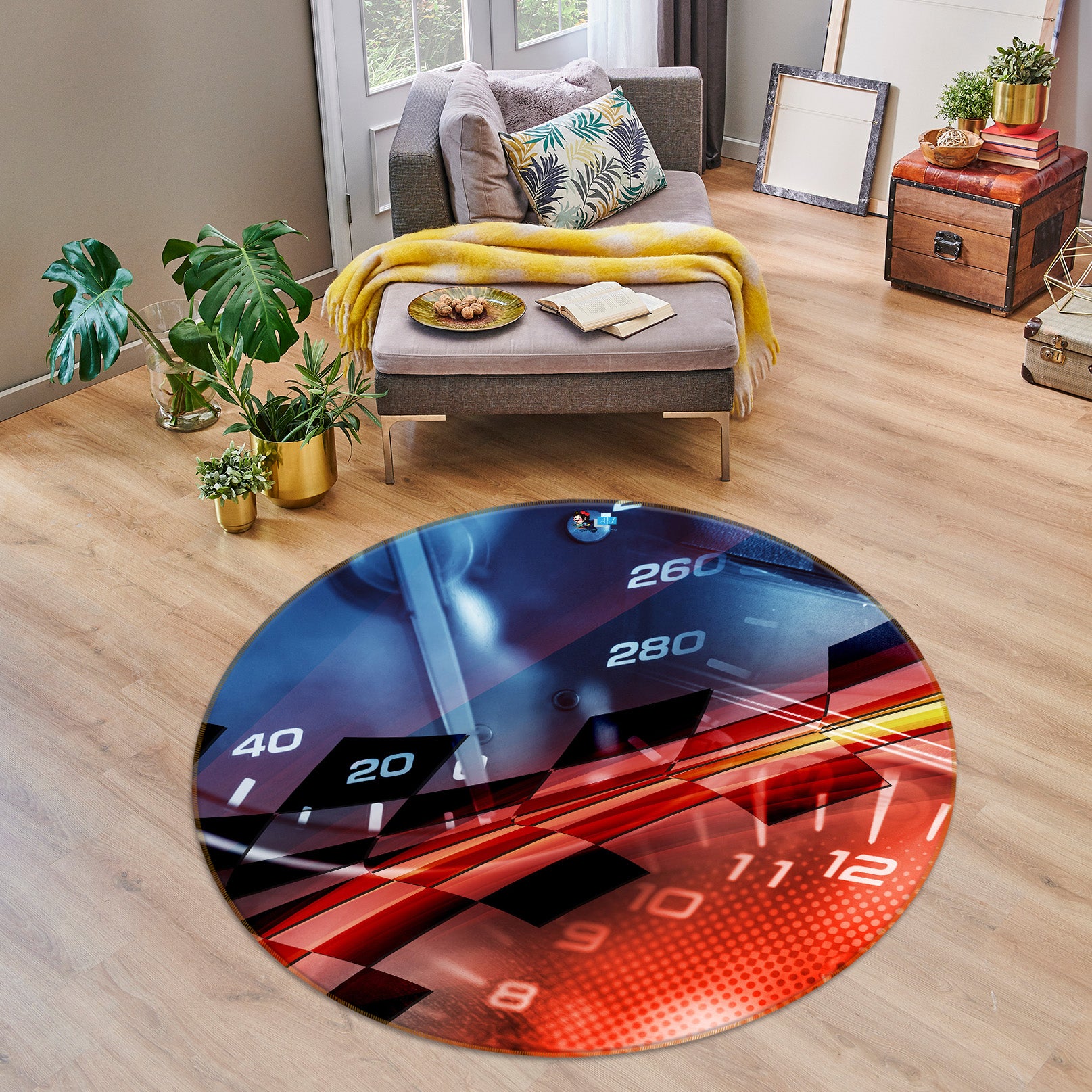3D Car Dashboard 74152 Round Non Slip Rug Mat