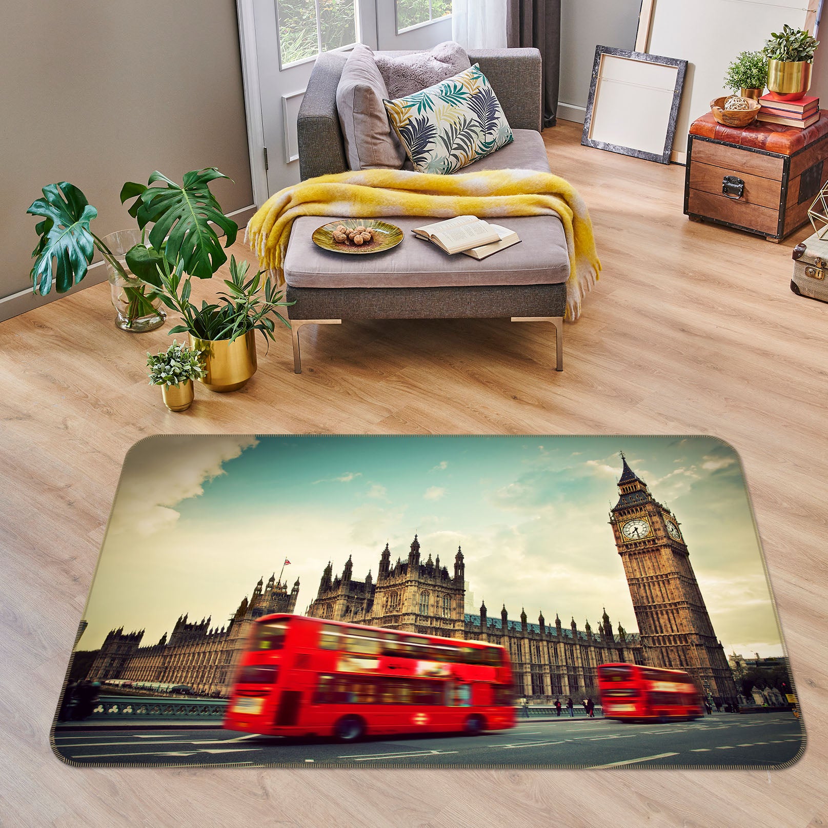 3D Red Double Decker Building 42065 Vehicle Non Slip Rug Mat