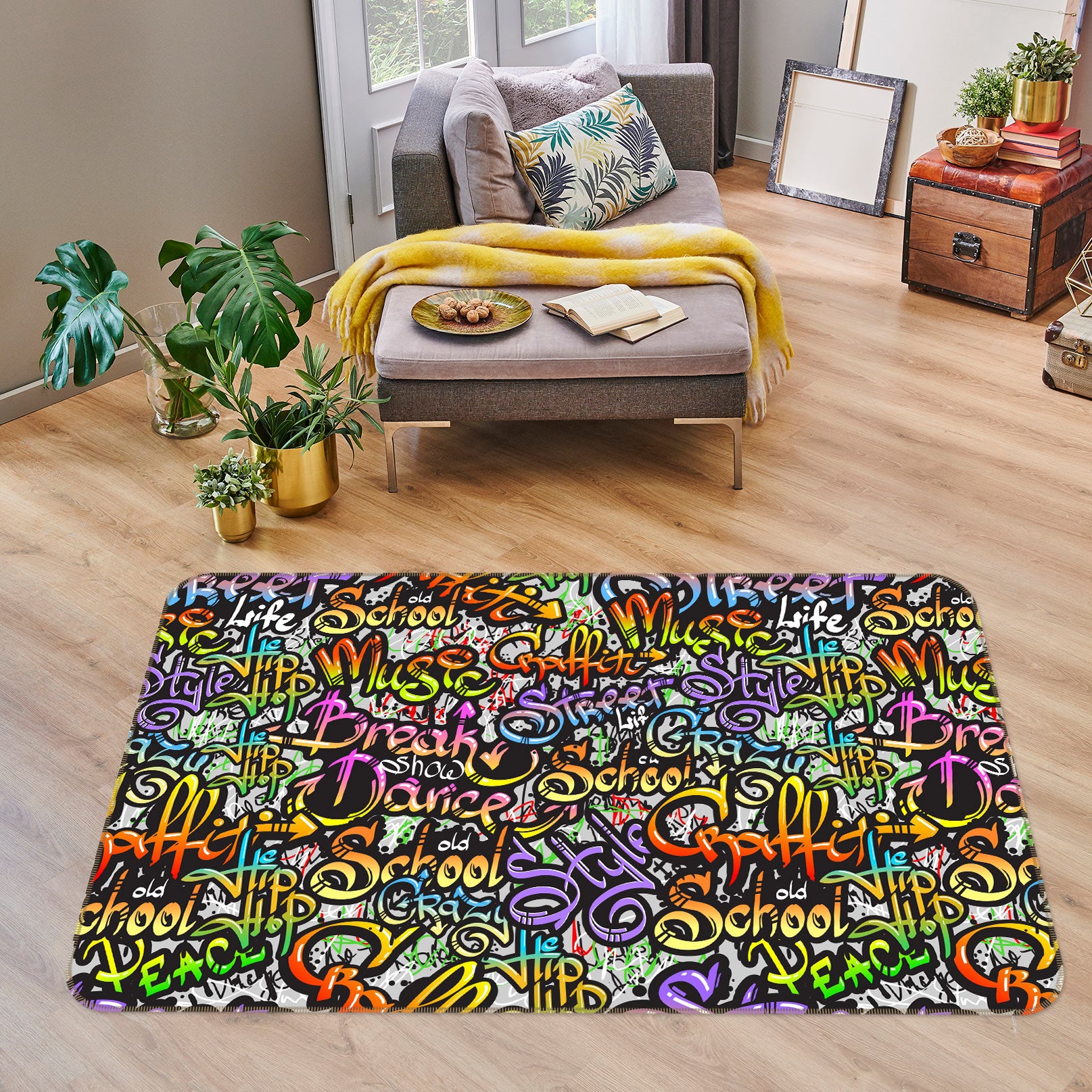3D Color Letter Pattern 30063 Non Slip Rug Mat