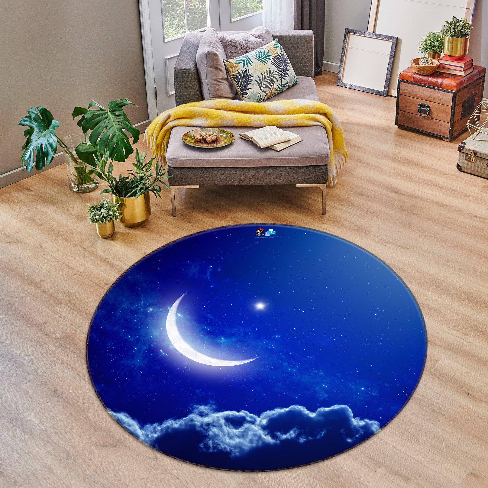 3D Moon 74146 Round Non Slip Rug Mat