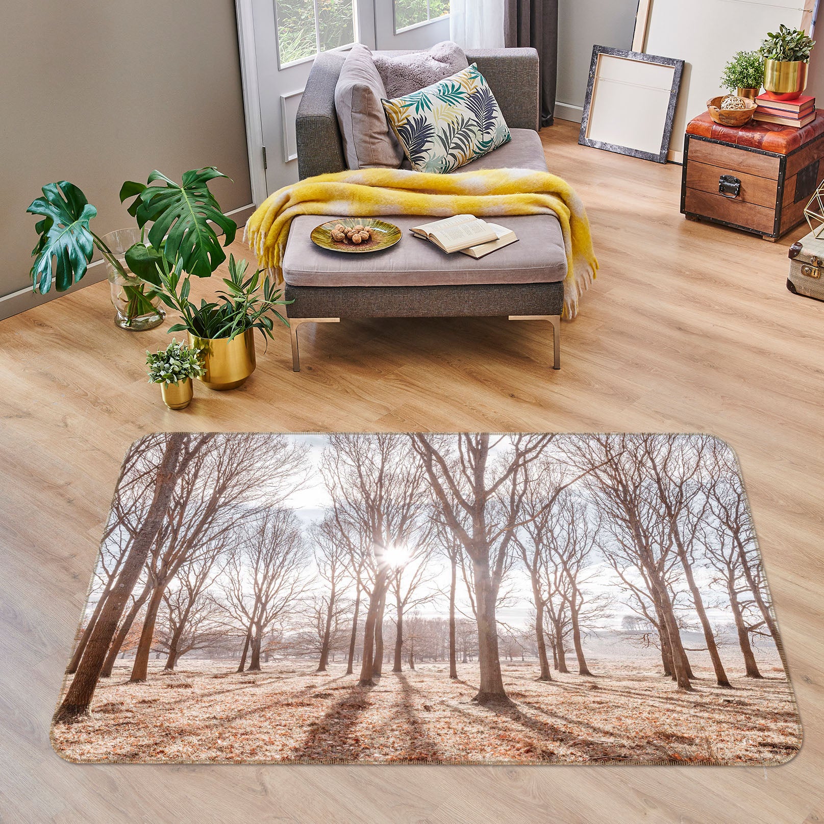 3D Sunny Forest 173 Assaf Frank Rug Non Slip Rug Mat