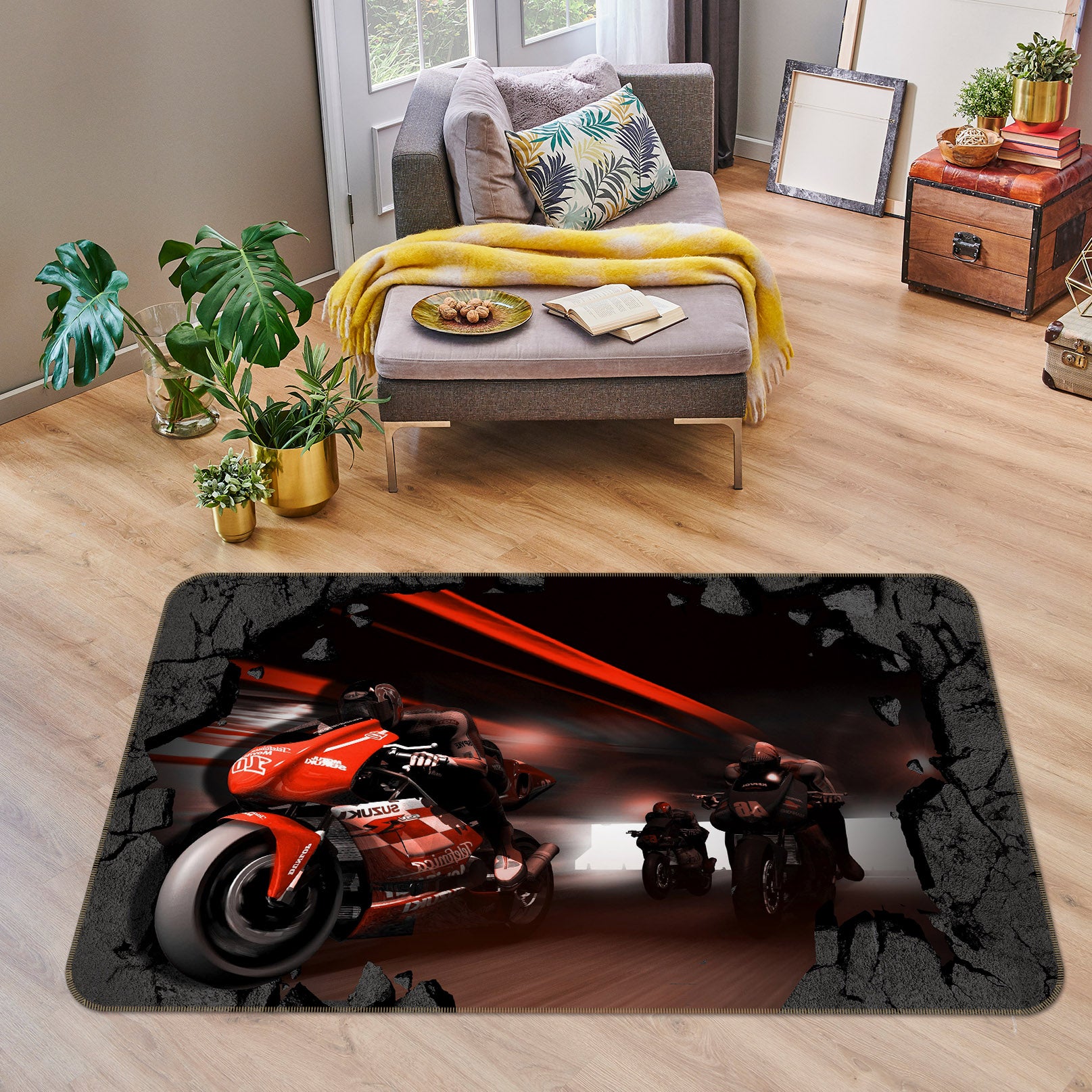 3D Motorcycle 35160 Non Slip Rug Mat