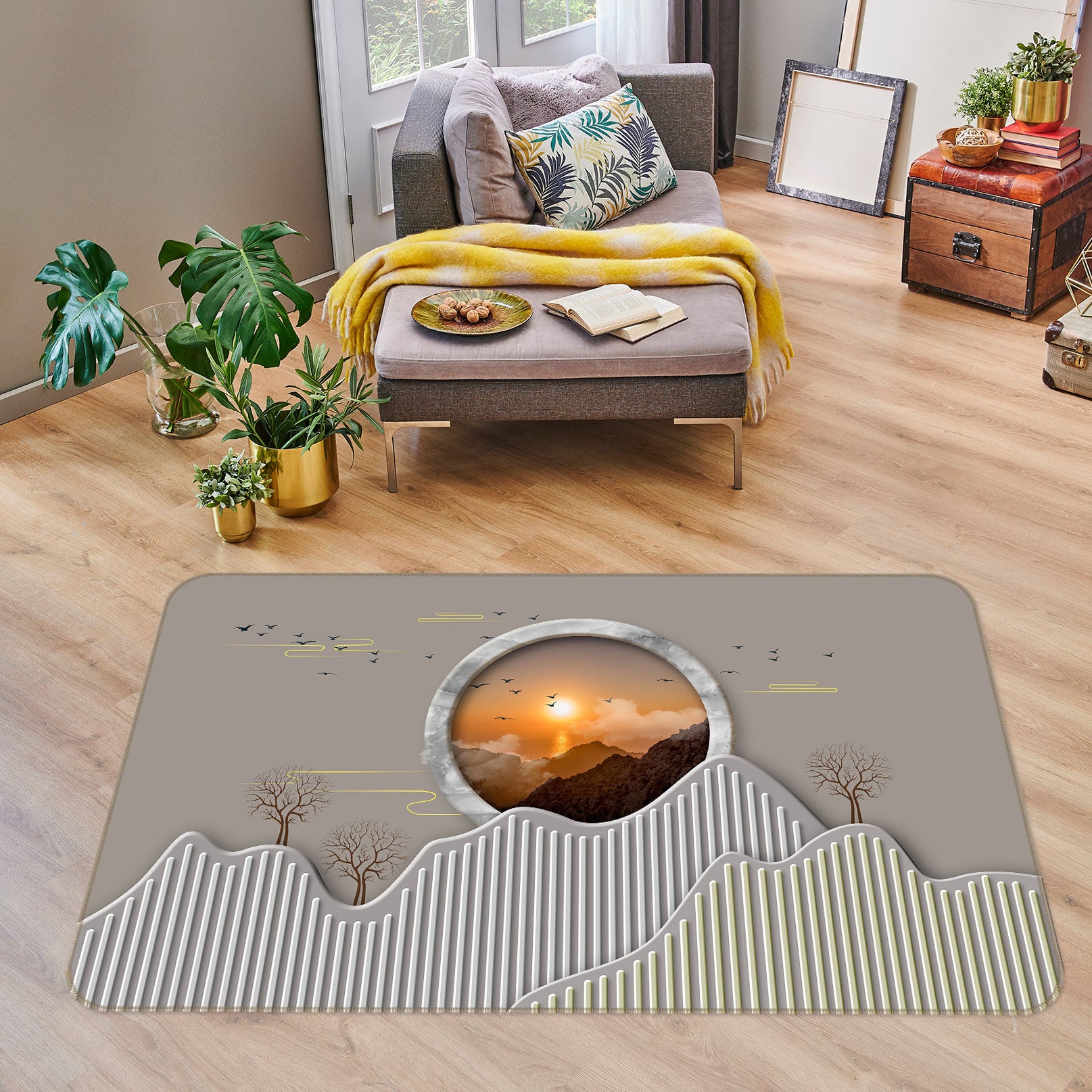 3D Mountains Stones 77034 Non Slip Rug Mat