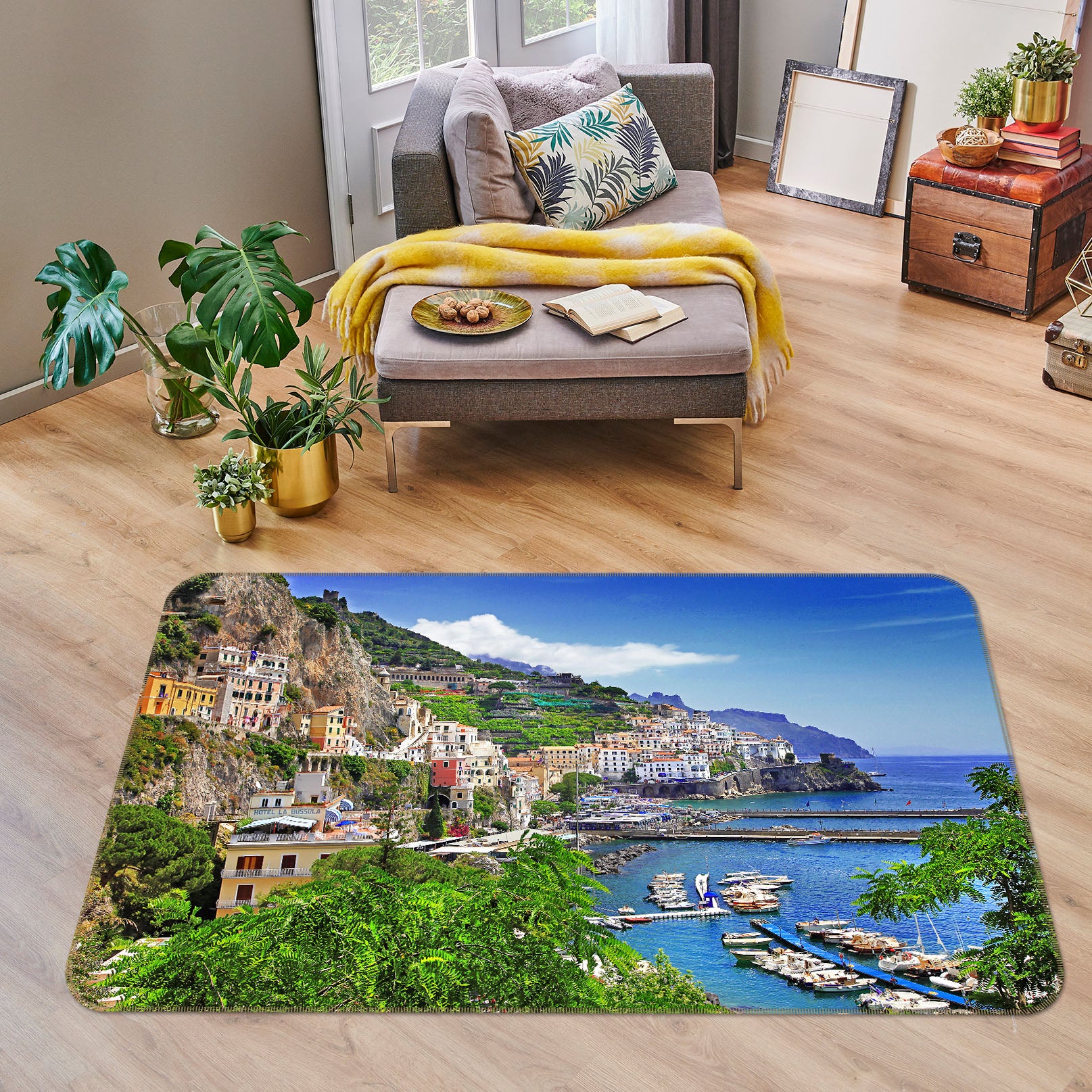 3D Seaside Houses 36056 Non Slip Rug Mat