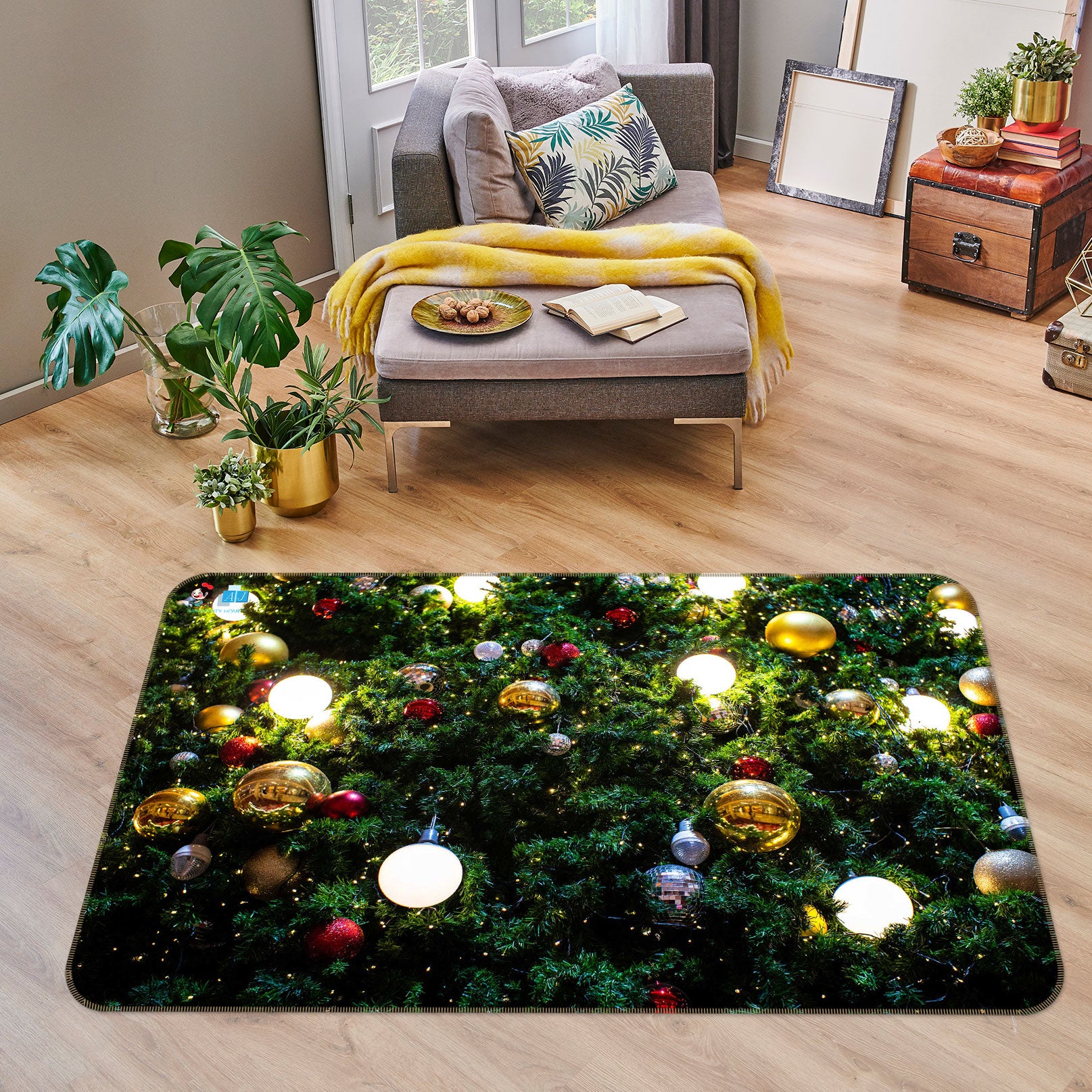 3D Ball Pendant 55018 Christmas Non Slip Rug Mat Xmas