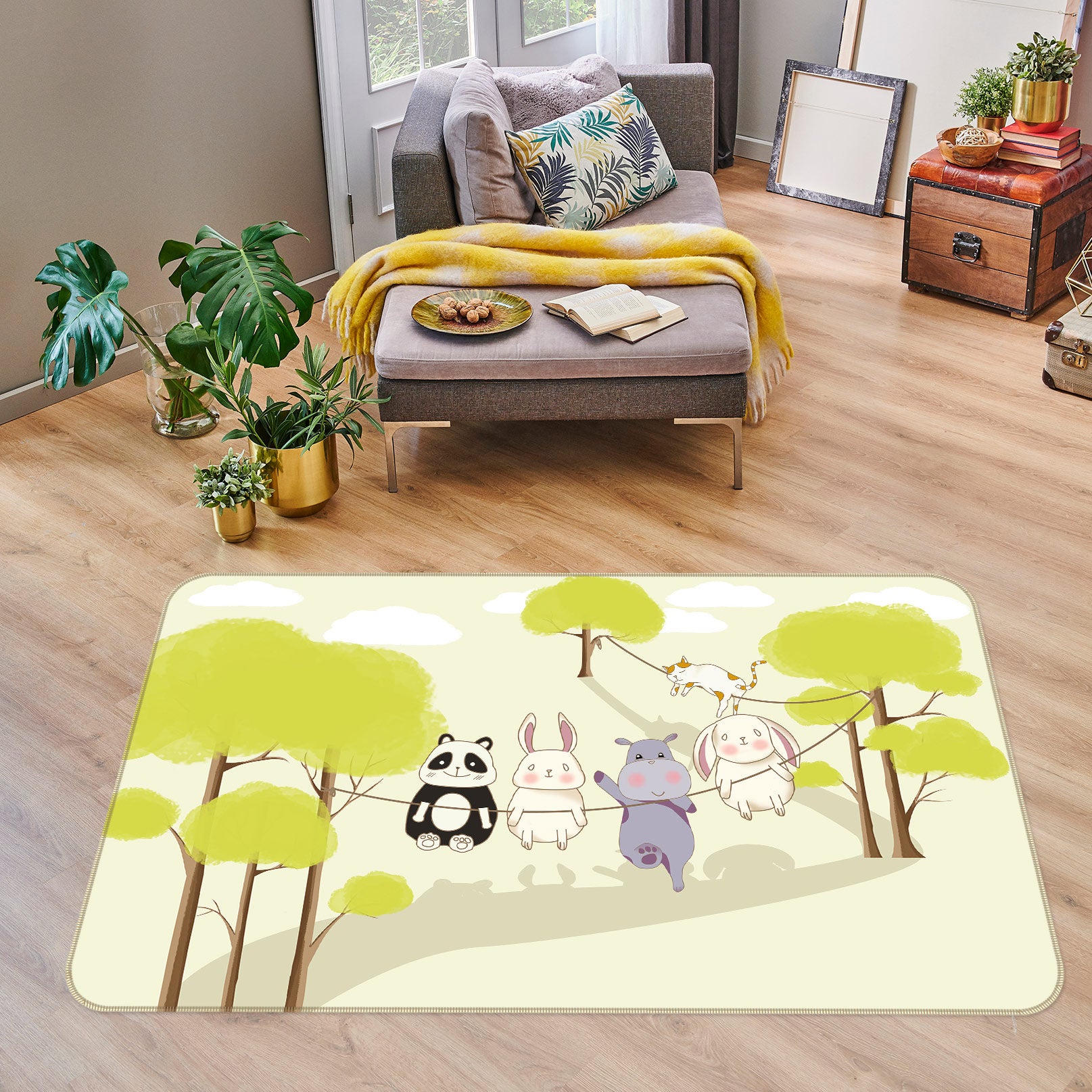 3D Trees Animal 77037 Non Slip Rug Mat