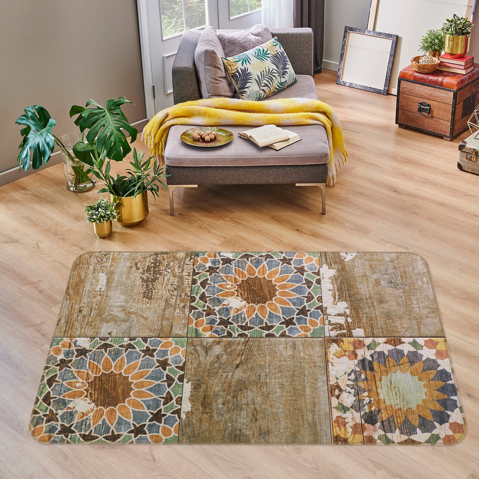 3D Brown Pattern 33036 Non Slip Rug Mat