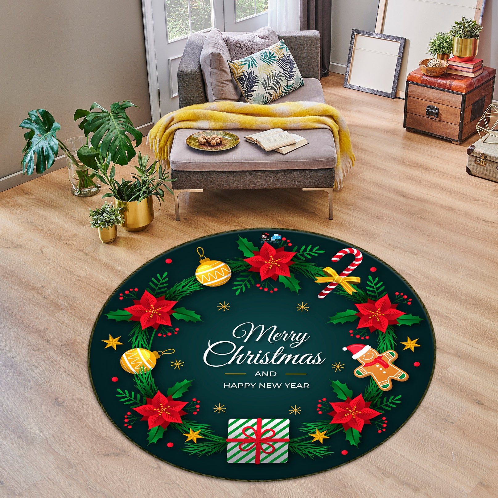 3D Gift 75017 Round Non Slip Rug Mat