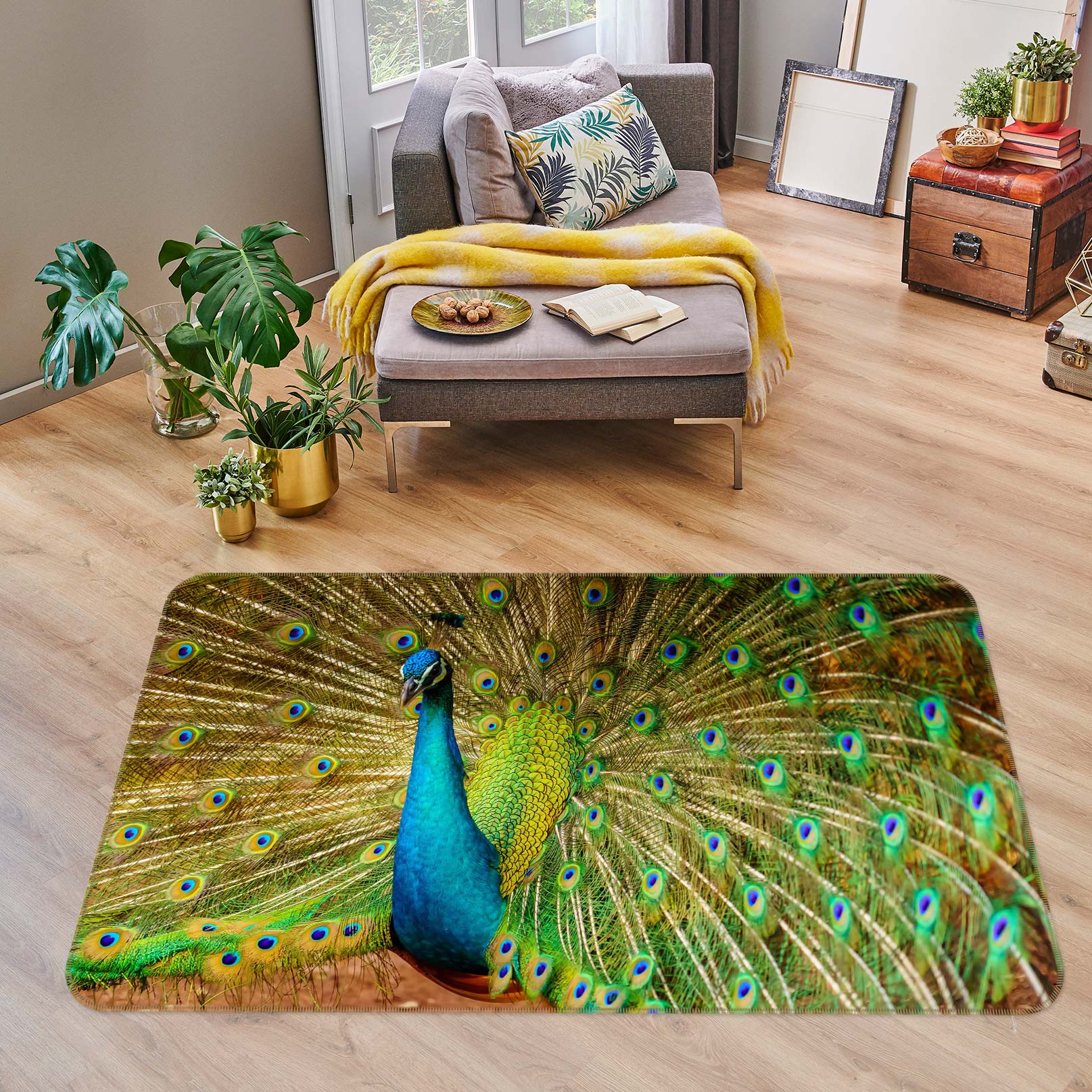 3D Peacock 30026 Non Slip Rug Mat