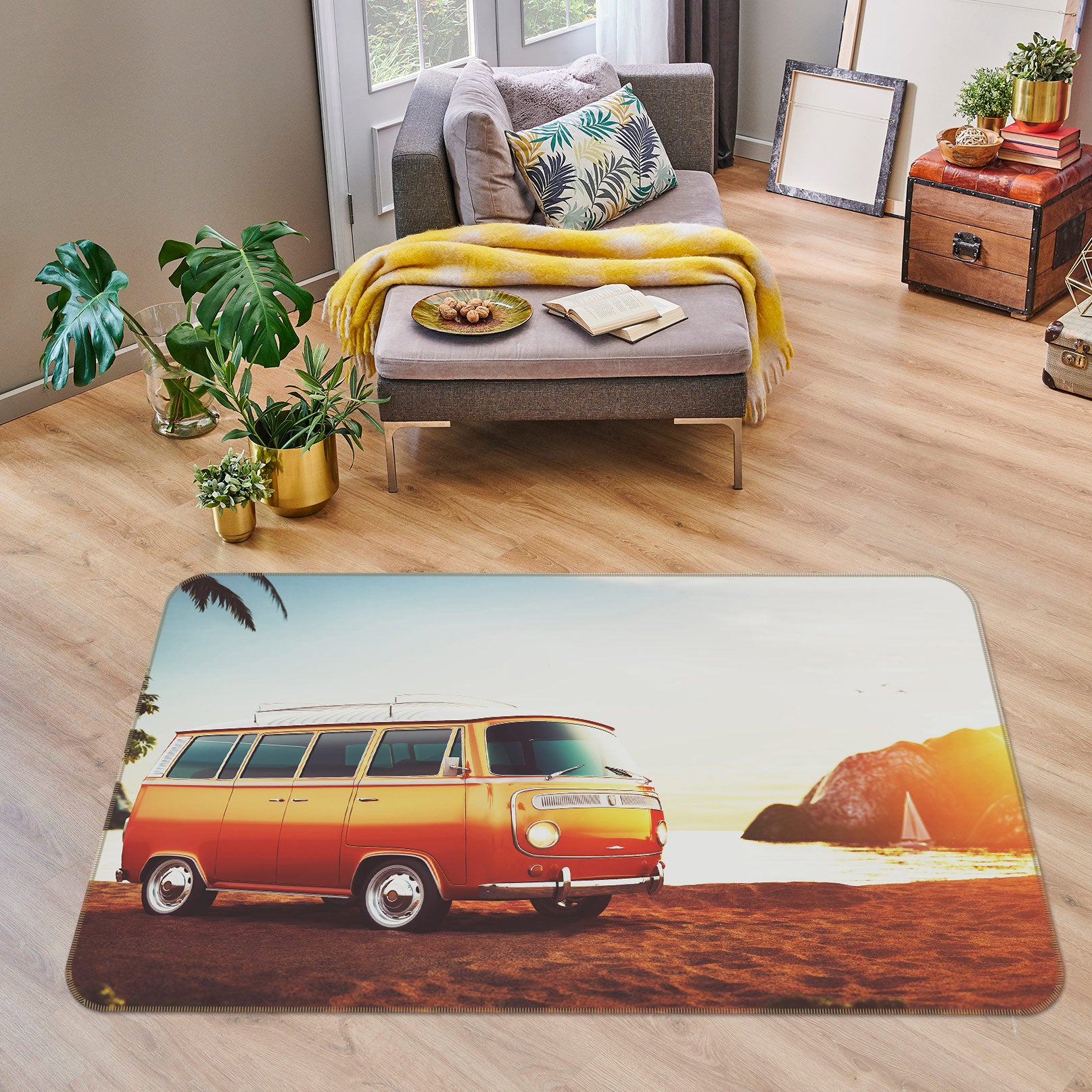 3D Seaside Bus 67214 Vehicle Non Slip Rug Mat