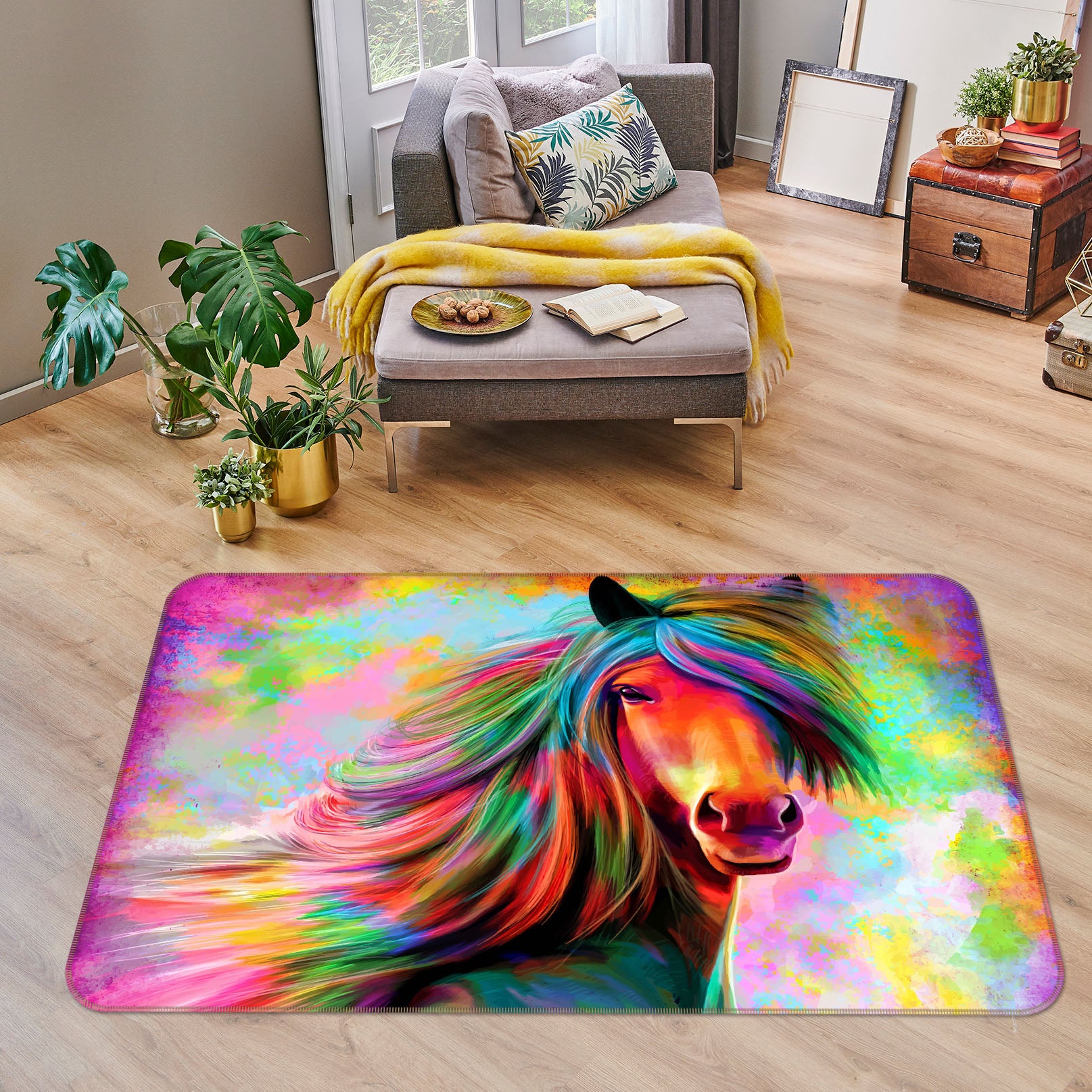 3D Colorful Horse 30222 Non Slip Rug Mat