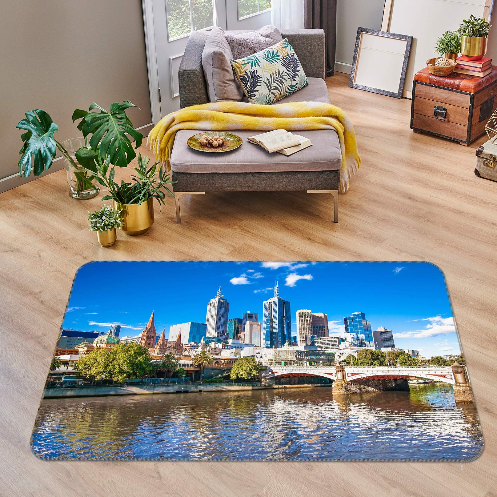 3D Building Bridge River 77107 Non Slip Rug Mat