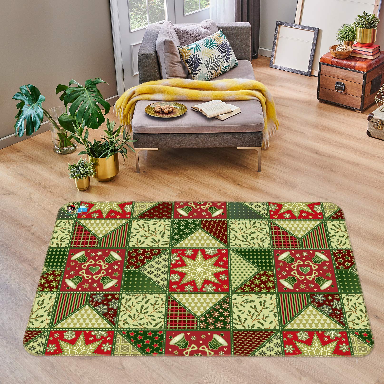 3D Green Pattern 54247 Christmas Non Slip Rug Mat Xmas