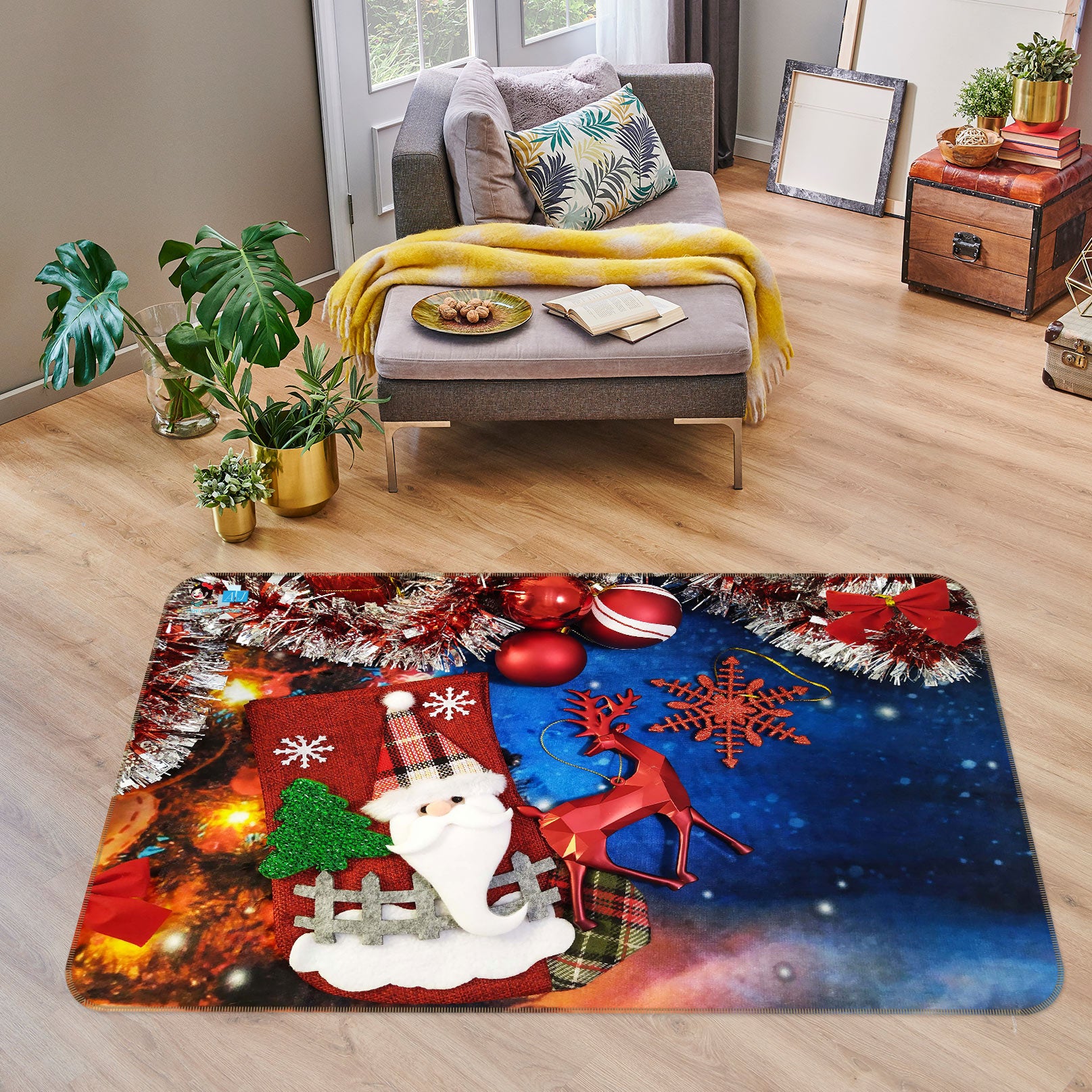 3D Santa Claus 55025 Christmas Non Slip Rug Mat Xmas