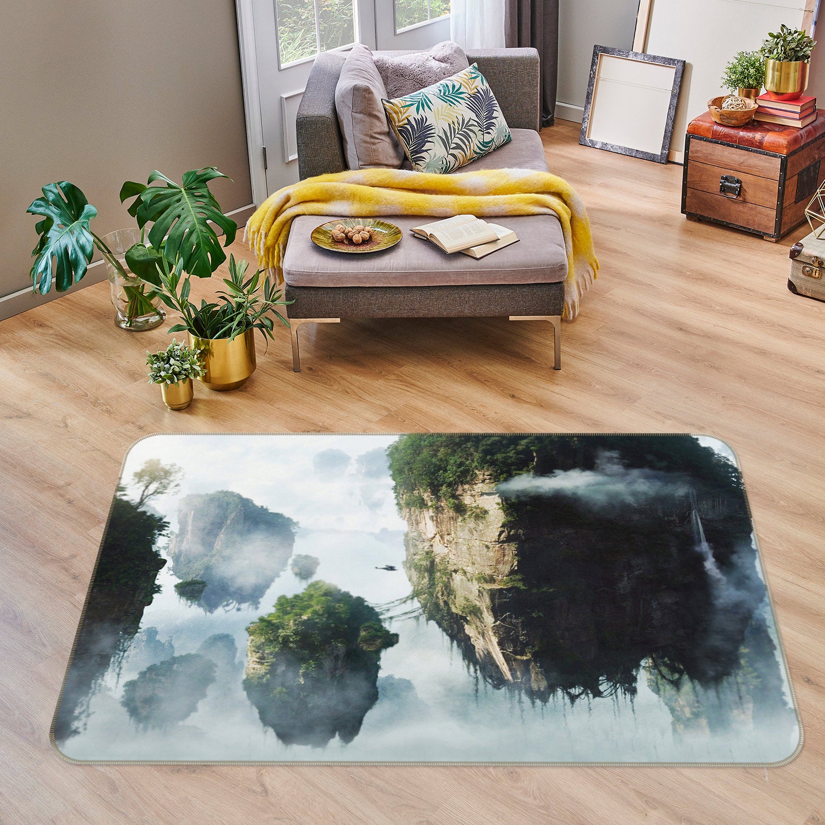 3D Aerial Mountain Rock 75182 Non Slip Rug Mat