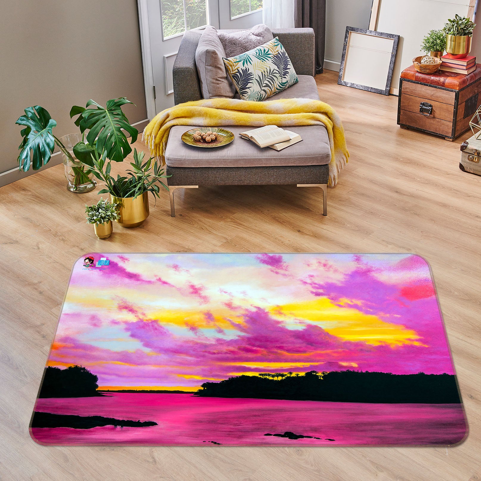 3D Pink Clouds 11138 Matthew Holden Bates Rug Non Slip Rug Mat