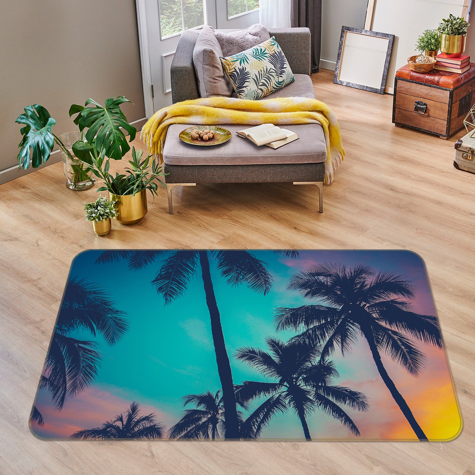 3D Coconut Tree 35025 Non Slip Rug Mat
