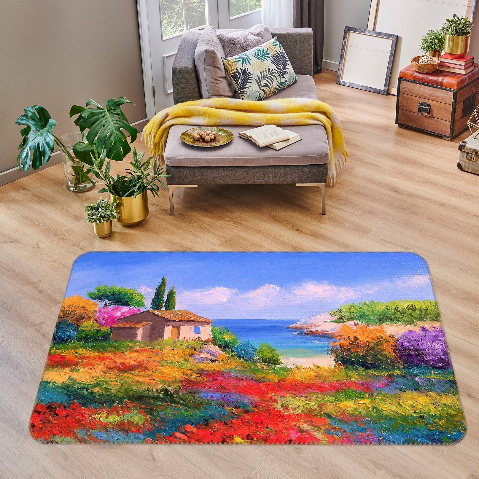 3D Flower Cottage 75291 Non Slip Rug Mat