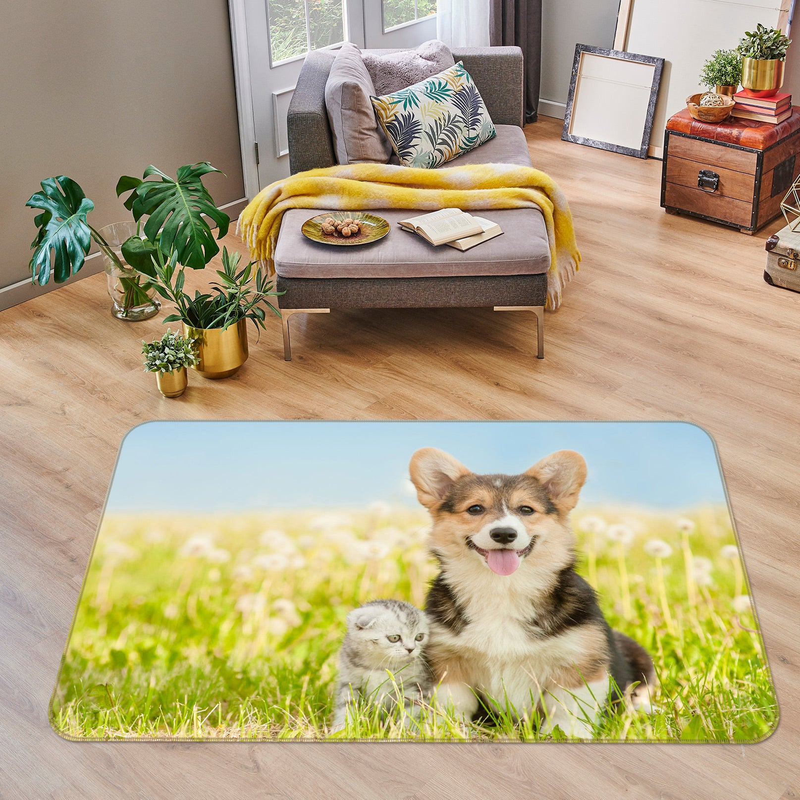 3D Grassland Cat Dog 37054 Non Slip Rug Mat