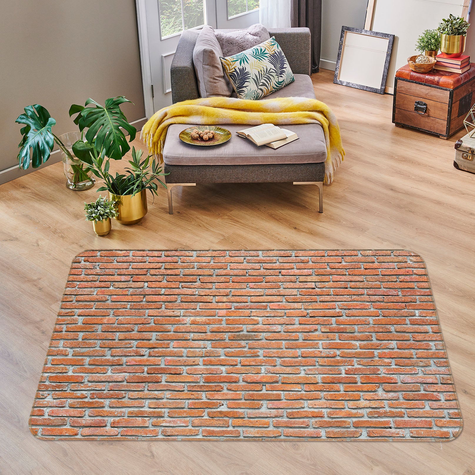 3D Red Brick Pattern 31068 Non Slip Rug Mat