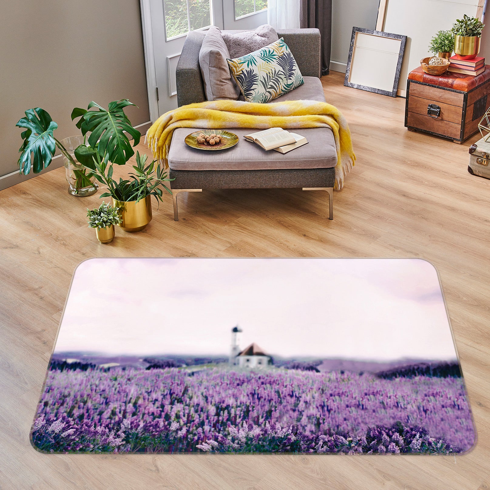 3D Lavender Bushes 75168 Non Slip Rug Mat