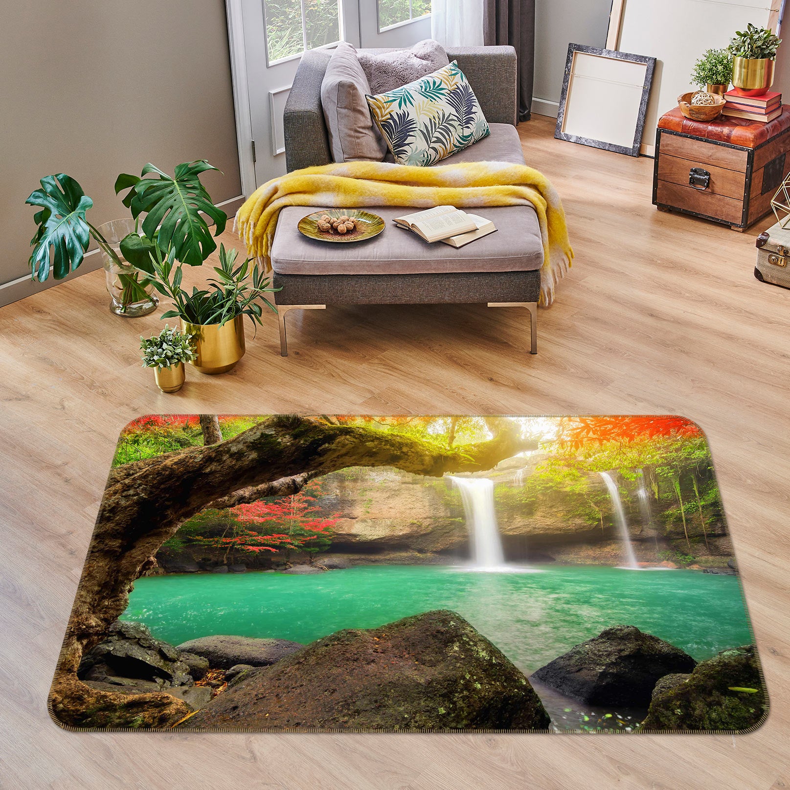 3D Jungle Water 76298 Non Slip Rug Mat
