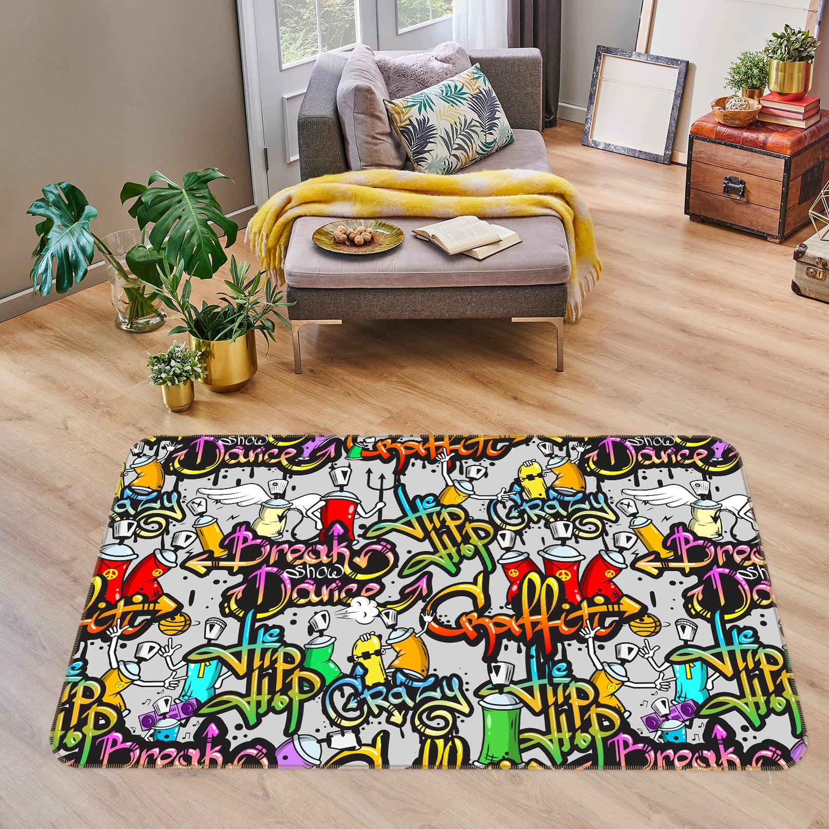 3D Graffiti Letters 30094 Non Slip Rug Mat