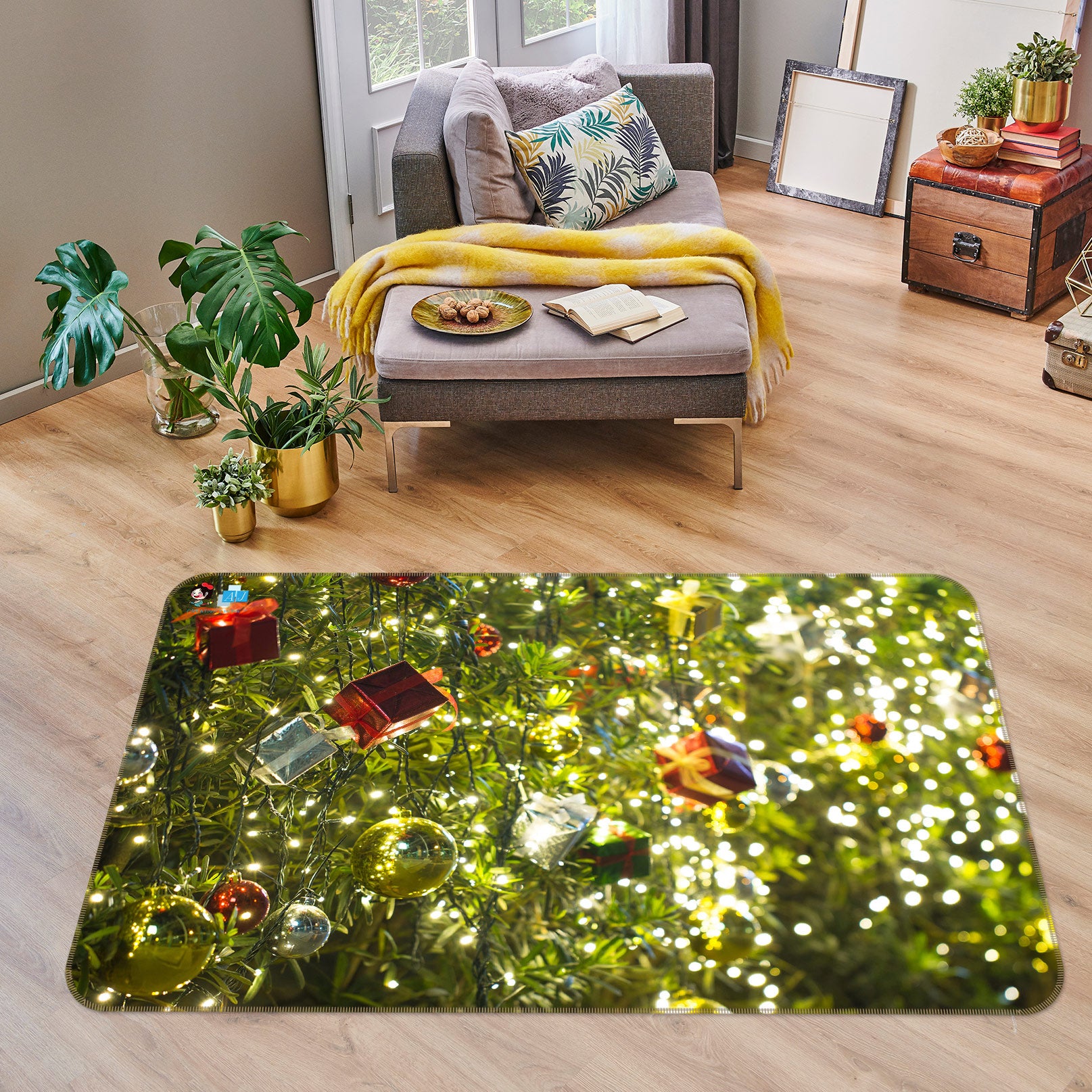 3D Tree Pendant 54250 Christmas Non Slip Rug Mat Xmas