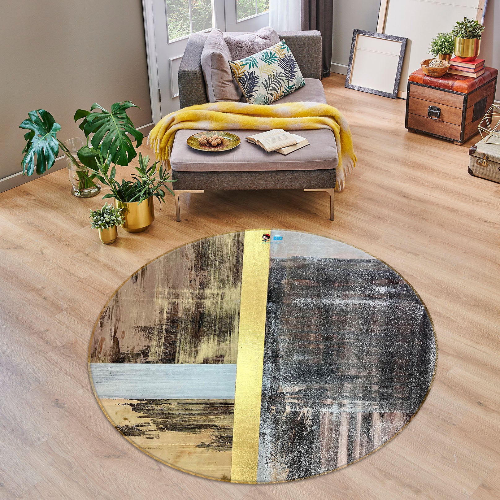 3D Vintage Paint 4056 Skromova Marina Rug Round Non Slip Rug Mat