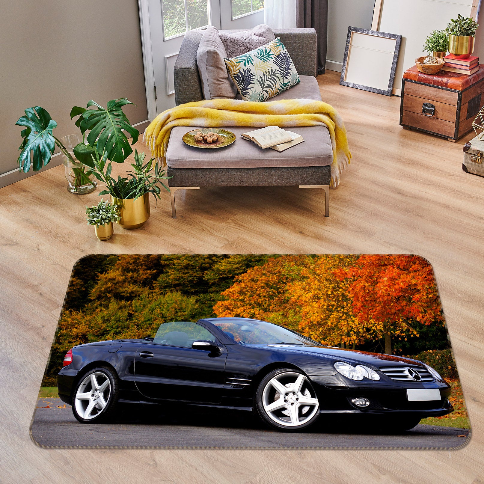 3D Black Car 68059 Vehicle Non Slip Rug Mat