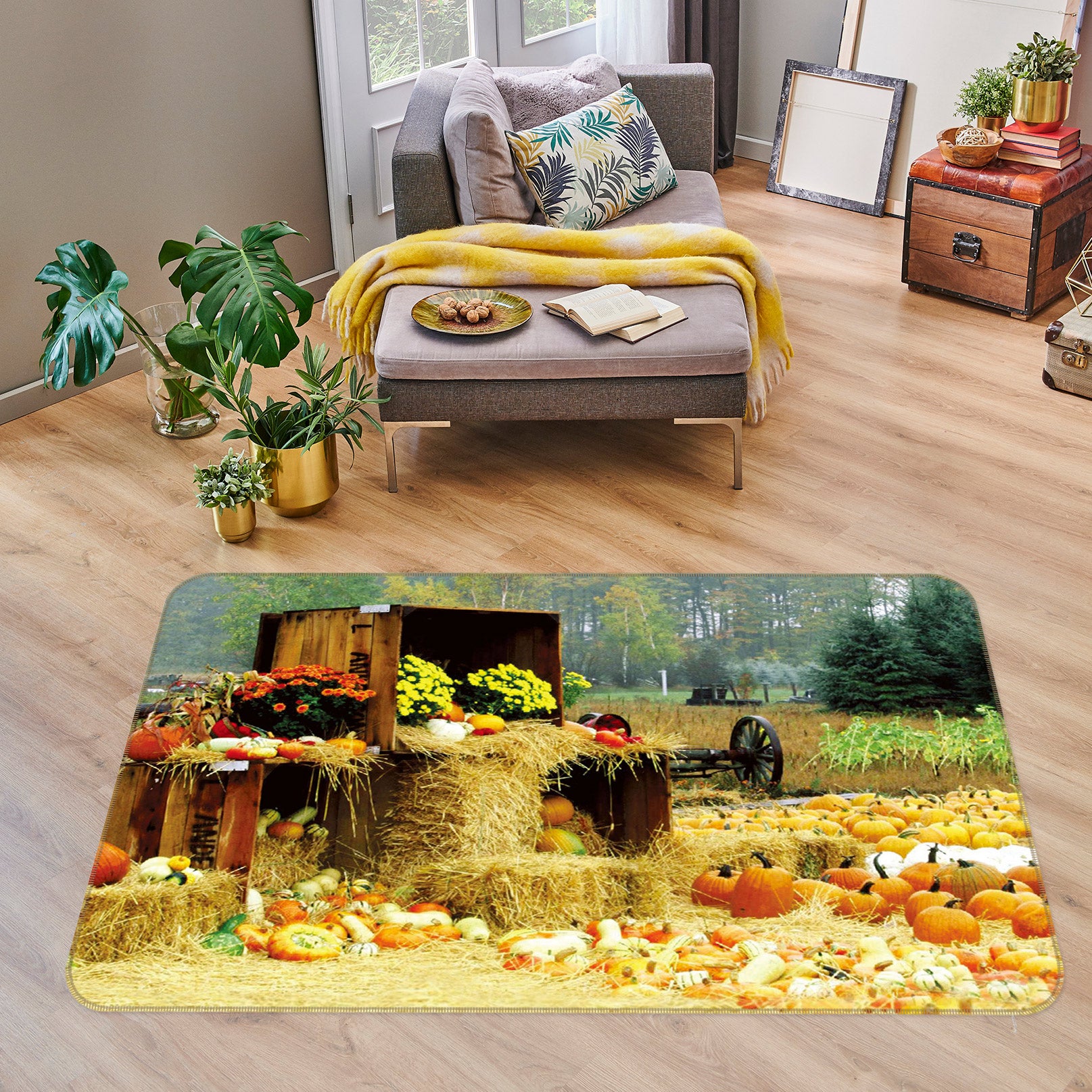 3D Pumpkin Patch 75224 Non Slip Rug Mat
