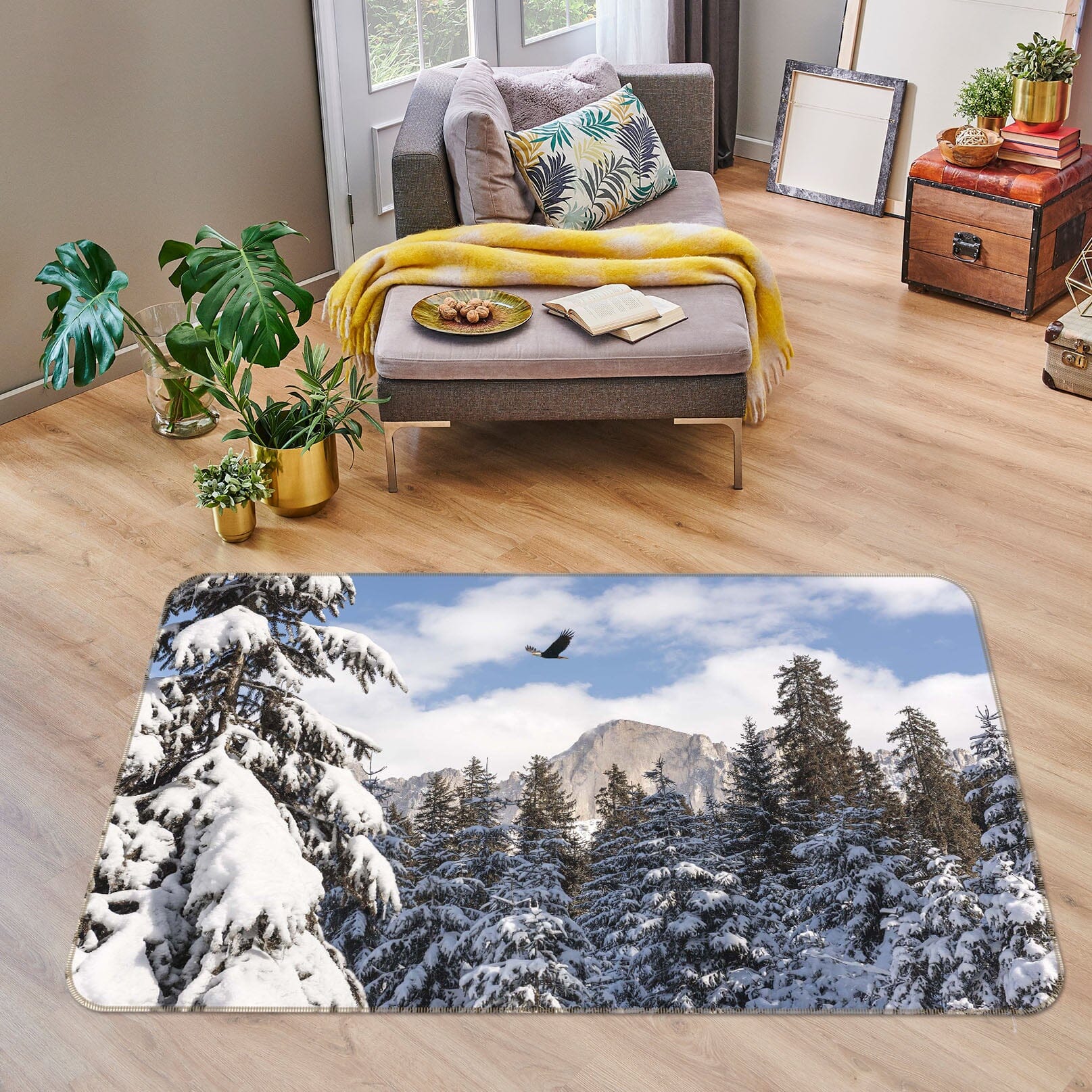 3D Heavy Snow Forest 1155 Marco Carmassi Rug Non Slip Rug Mat Mat AJ Creativity Home