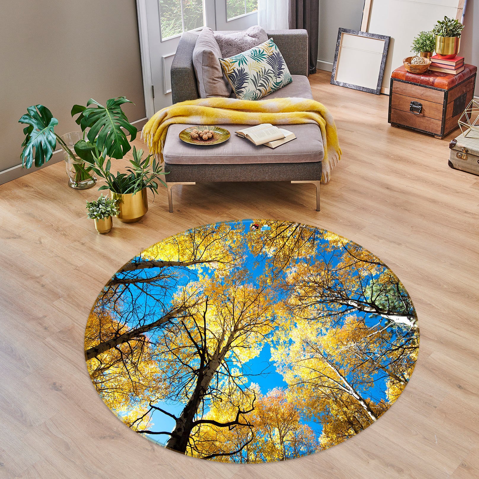 3D Trees 72231 Round Non Slip Rug Mat
