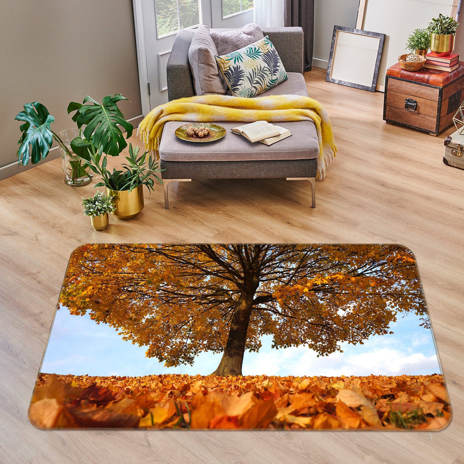 3D Tree Leaves 76258 Non Slip Rug Mat