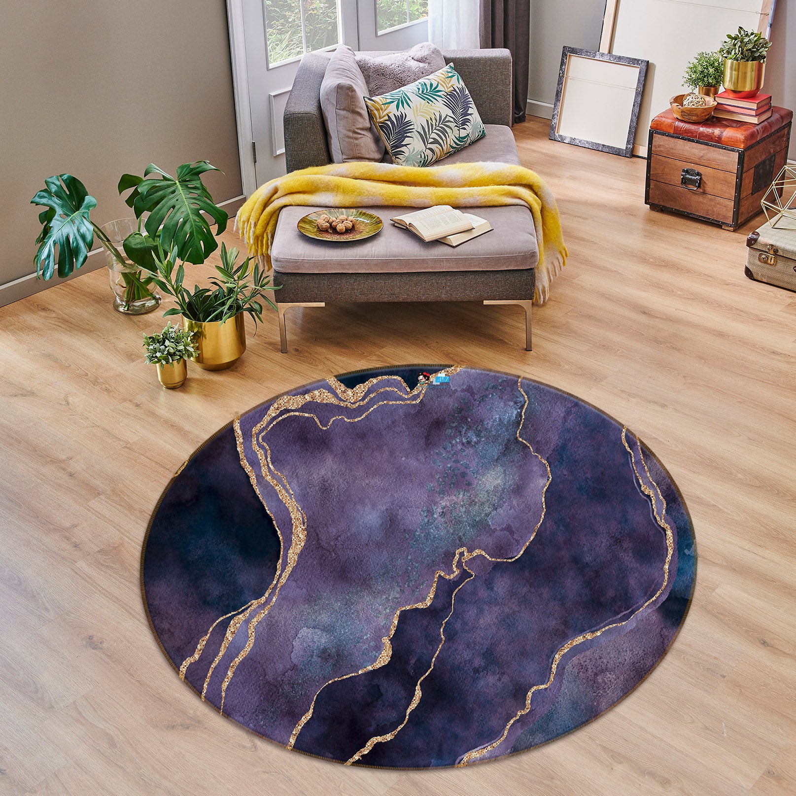 3D Dark Purple Texture 83066 Andrea haase Rug Round Non Slip Rug Mat
