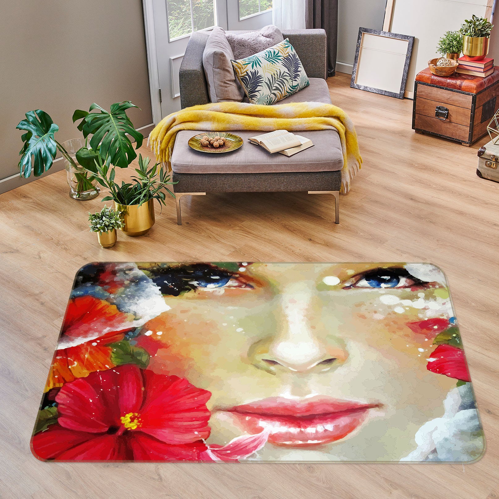 3D Flower Girl 77115 Non Slip Rug Mat