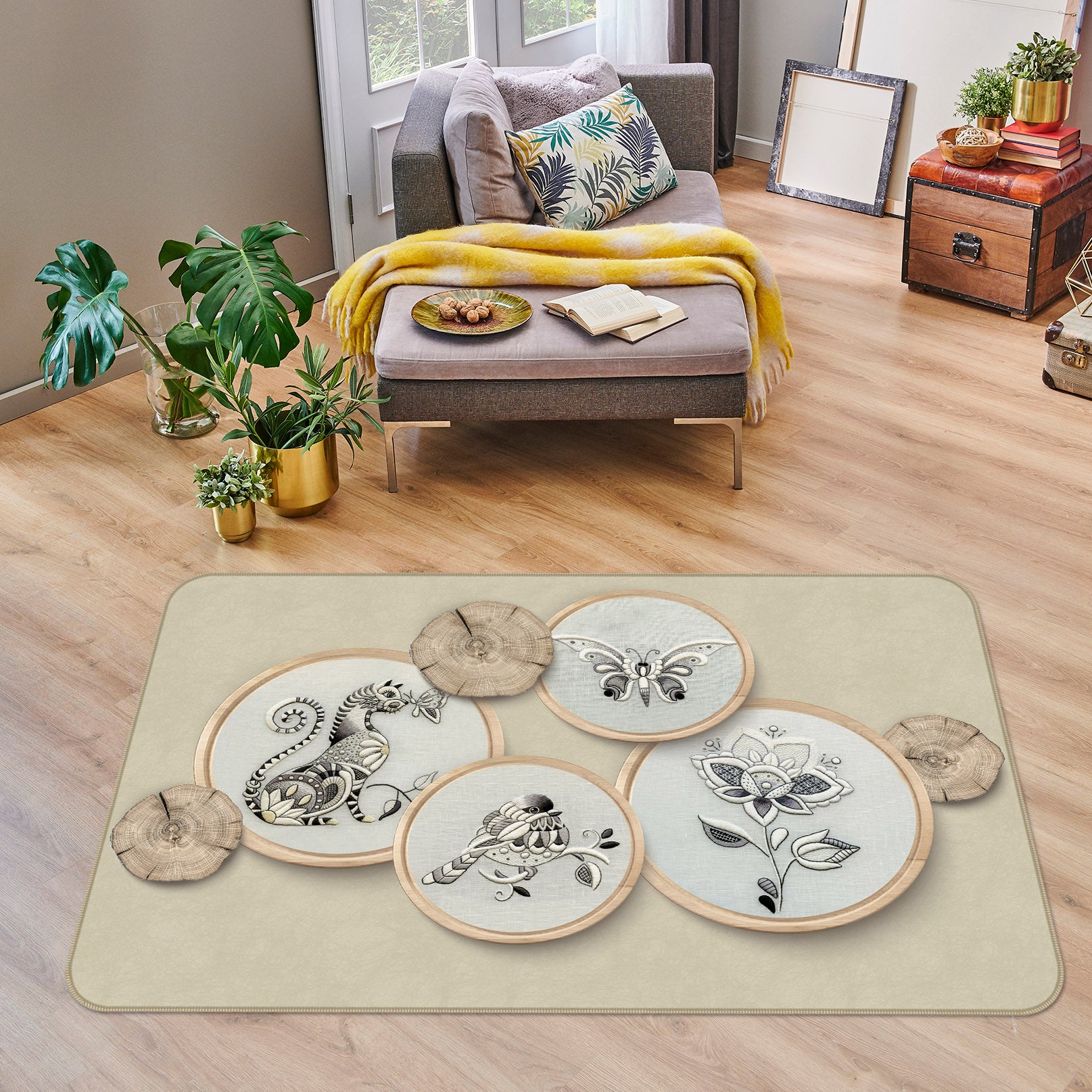 3D Butterfly Flower 34081 Non Slip Rug Mat