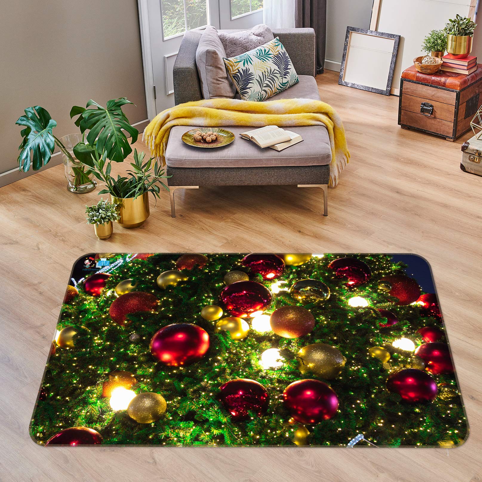 3D Ball 54254 Christmas Non Slip Rug Mat Xmas